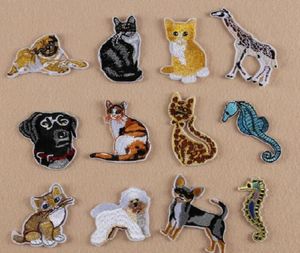 Fer sur patchs bricolage brodé Patch autocollant pour vêtements vêtements tissu Badges couture cheval de mer chien chat design9266360