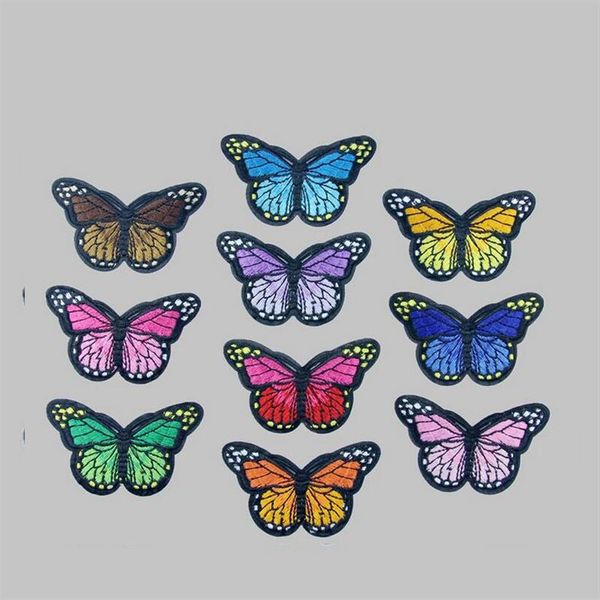 Fer sur patchs bricolage autocollant Patch brodé pour vêtements vêtements Badges en tissu couture papillon coloré design3051