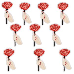 Fer sur des patchs pour vêtements coudre broderie Love Stripes Applique Patch pour veste sac main tenir fleur plante accessoires 10 PCS312t