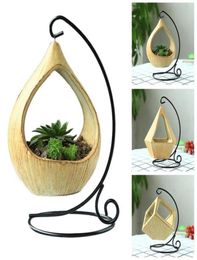 IJzerstand Hangende mand Microlandschaft Geometrische keramische Succulente planten Bloempot IJzeren Haak Bureau Bureau Pot8958923