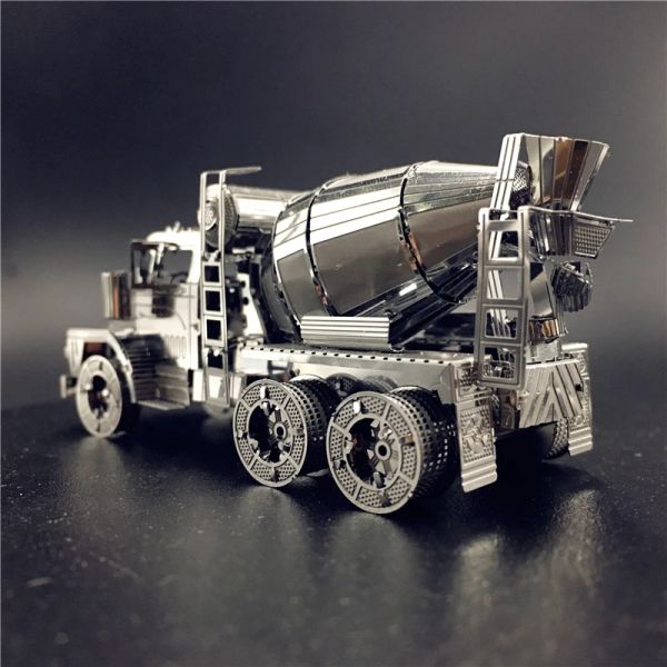 Kit de puzzle en métal en métal Iron 3D Ciment Mixer Engineering Vehicle Assembly Model DIY 3D Laser Cut Model Toy Cadeaux pour adulte