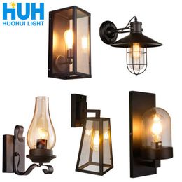 IJzeren vintage grijs glas lamp edison licht schaduw muur eenvoud thuis loft decor slaapkamer badkamerverlichting 210724