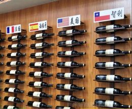 Soporte de vino montado en la pared de hierro Estilo europeo Ratón recto de vino recto Ratido de vino tinto Botella de champán Organizador de estantería NUEVA1957091