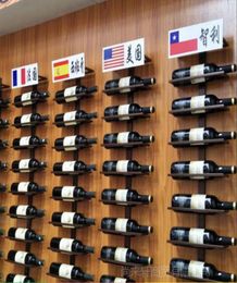 Soporte de vino montado en la pared de hierro Estilo europeo Estilo recto Ratido recto de vino tinto Botella de champán Organizador de estantería de la rejilla New9465099