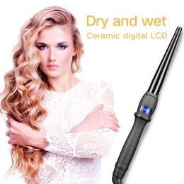 Irons Aofeilei Coic Coic Coiffes Curling Iron Big Waver Curl Hair Curlers CONE Forme Céramique Curling Electric Curling Irons avec gants