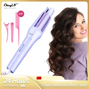 Iron Ckeyin 32 mm coiffure automatique Curler pour les femmes Tourmaline Ceramic Curling Fer Rotation Rotation Auto Rotary Fast chauffage Styling