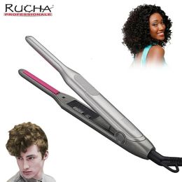 Irons rizadores plano plano plano cerámica placa más delgada mini risa de cabello rizador para cabello corto barba estilista curli