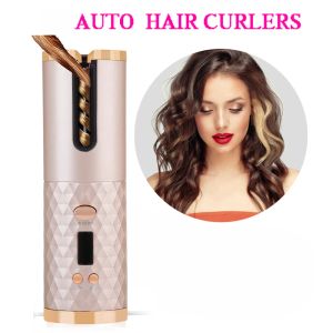 Fers à friser les cheveux, baguette automatique, fer à friser, rechargeable par USB, sans fil, fer à friser en céramique, pour Salon de coiffure, Styler bouclé