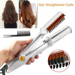 Irons Hair Curling Iron Max 2Way Rotating Hair Curler 2 In 1 Hair Curler Straightener Brush Smoothing Hair Iron Electric Hairbrush