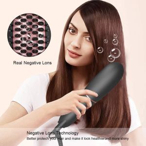 Fers Brosse à lisser les cheveux Plaques en céramique infusées de tourmaline supérieure pour tous les types de cheveux Lisseur à cheveux ondulés fins et épais