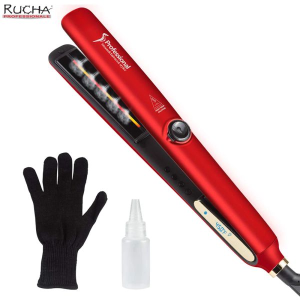 Planchas De Vapor Infrarrojo Plancha Plancha De Pelo Rizador Plancha Salón Profesional Cerámica Temptura Ajustable Para El Cuidado Del Cabello Y Estilizador