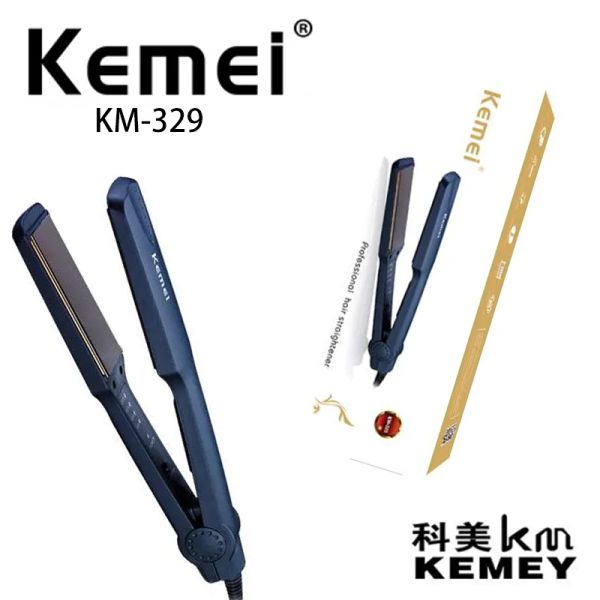 Planchas Kemei KM329 Plancha de pelo eléctrica y rizador Plancha de pelo de alta calidad Plancha alisadora de pelo cepillo Planchad Profesional