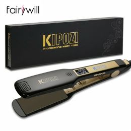 Strijkijzers KIPOZI Professionele stijltang en krultang met digitaal LCD-scherm Titanium Flat Dual Fast Heating Styling Tool