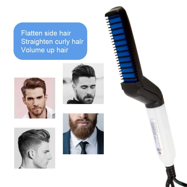 Fers à repasser électriques multifonctionnels, peigne à cheveux/barbe, lisseur, brosse à barbe, outil de coiffure rapide pour hommes