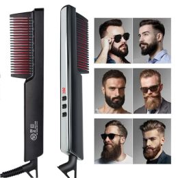Irons Brosse de listing lisseur de cheveux multifonctionnels barbe de barbe en céramique chauffage chaud peigne de peigne électrique à barbe