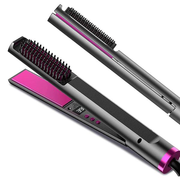 Fers à lisser électroniques professionnels pour Salon de beauté, brosse en céramique, fer plat, lisseur automatique Portable