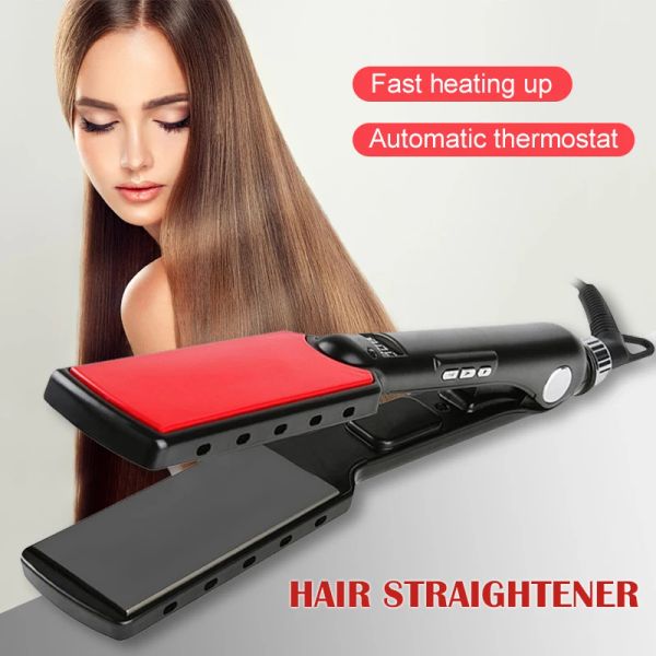 Planchas Plancha de pelo profesional Planchas alisadoras de alta temperatura Herramienta de peinado Capa de cerámica de titanio Plancha plana de cerámica LED