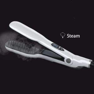 Planchas Plancha de pelo de vapor Plancha alisadora eléctrica profesional Peine Pantalla LCD Peinador