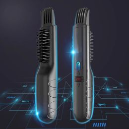 Planchas inalámbricas portátiles eléctricas recargables para hombres cepillo de barba rápido Mini alisador peines calientes para hombres y mujeres