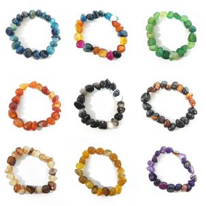 Bracelets de charme en pierre d'énergie colorée irrégulière pour femmes hommes Hommes élastiques yoga fête club bijoux accessoires de mode