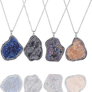 Onregelmatige kristalcluster hanger -diy ketting met diamanten kleurrijke natuursteenaccessoires