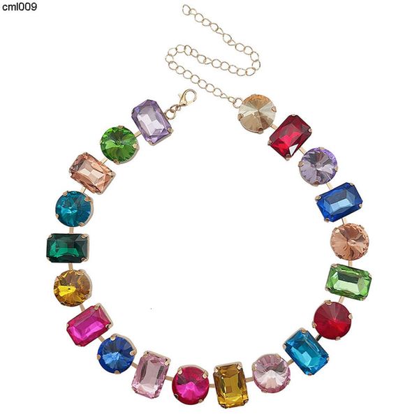 Collier en cristal irrégulier, collier de couleurs mélangées, cercle rectangulaire le plus vendu