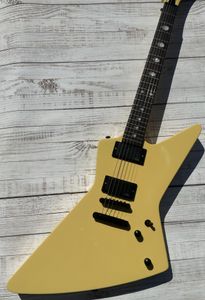 Guitare électrique irrégulière, jaune crème, incrustation du majeur, pick-up actif EMG, en stock, paquet de foudre