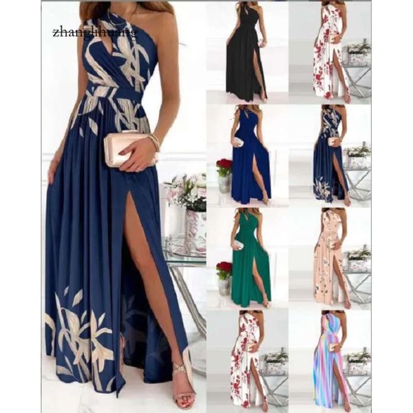 Vestido de fiesta elegante irregular para mujeres sexy un hombro Diagonal estampado de cuello formal Vestidos de la boda High Send Vestido Mal es Mal es