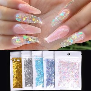 Onregelmatige glazen papier nagels glitter nagelvlokken plakjes plankly pailletten paillette tips 3d nail art decoratie diy manicure