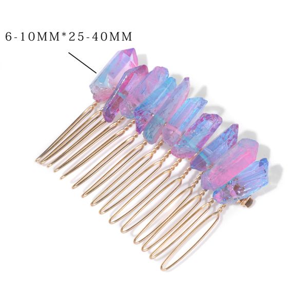 Irrégules multicolour Crystal Hair Peigau Bijoux de cheveux en pierre naturelle Amethystes Clips de cheveux pour femmes accessoires de cheveux pour filles Barrette