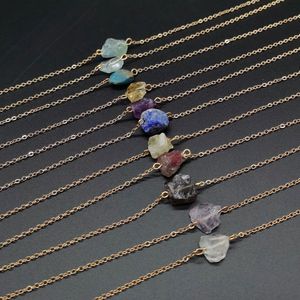 Irrégulier naturel cristal pierre à la main pendentif colliers lien chaîne Chokers pour femmes fille mode fête Club décor bijoux