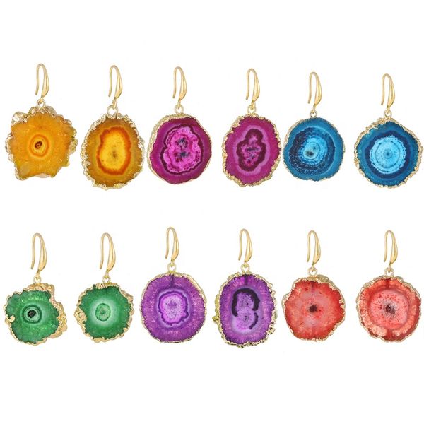 Boucles d'oreilles de gouttes de tournesol en pierre de quartz naturel irrégulière pour femmes