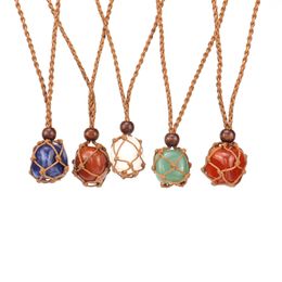 Irrégulier naturel Original cristal corde tressé pendentif colliers pour femmes hommes fête Club décor pierre énergie bijoux