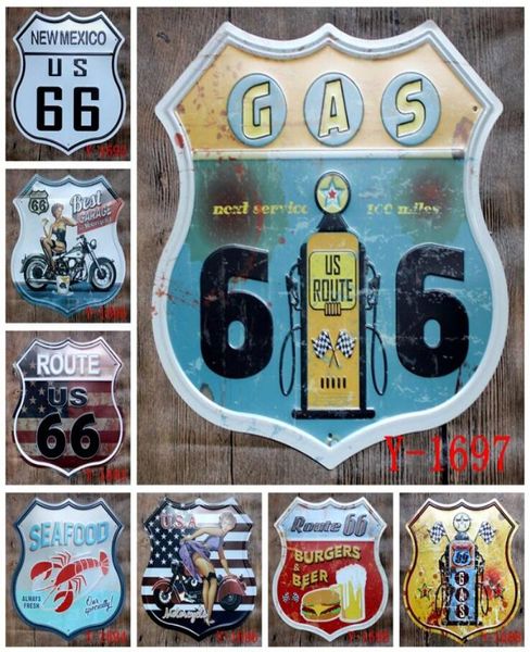 Irrégulet Old Wall Metal Painting Route 66 Food Metal Signs Pub Wall Plaque Art Decor Retro Iron Painting Home Decoration Ooa59009943394