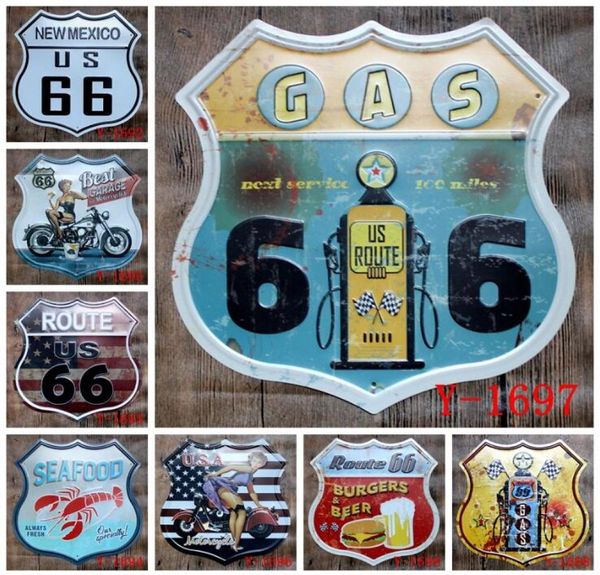 Irrégulet Old Wall Metal Painting Route 66 Food Metal Signs Pub Wall Plaque Art Decor Retro Iron Painting Home Decoration OOA59003866741