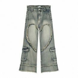 Patchwork irrégulier Vintage Jeans Pantalons Streetwear Baggy Denim Pantalons Pour Homme Hi Street Vintage l5XB #