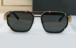 Onregelmatige piloot zonnebrillen goud metaal zwart/donkergrijze lens sonnenbrille mannen fancy zonnebrillen uv brillen uv brillen met doos