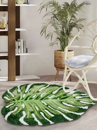 Onregelmatige plantenmonstera getuft tapijt pluche tropische bladruimtekleed voor woonkamer badkamer groene monstera pluizige badvloer Mat 240419
