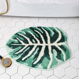 Onregelmatige plantenmonstera getuft Trug Tropical Leaf Area Tapijt voor woonkamer badkamer Handmadegreen Monstera Fluffy Bath Floor Mat 240419