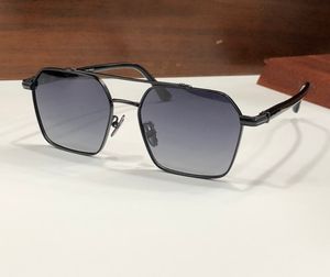 Gafas de sol polarizadas irregulares Titanio Negro Metal / Gris Sombreado Hombres Sombras Sonnenbrille Protección UV400 Gafas con caja