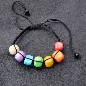 Pulsera tejida con dijes de cuentas curativas de siete Chakras de piedra arcoíris irregulares, pulseras de energía de Buda para hombres y mujeres, joyería