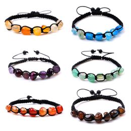 Pulsera de cuentas tejidas de ágata de forma Irregular, cuentas de equilibrio curativas de Reiki, pulsera de Yoga elástica tejida, joyería