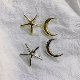Style irrégulier étoile de mer lune forme boucle d'oreille femmes métal boucle d'oreille or argent mode bijoux cadeau accessoires
