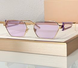 Óculos de sol irregulares 53w lentes violeta douradas mulheres luxo óculos de sol moda verão sunnies sonnenbrille proteção uv óculos com caixa