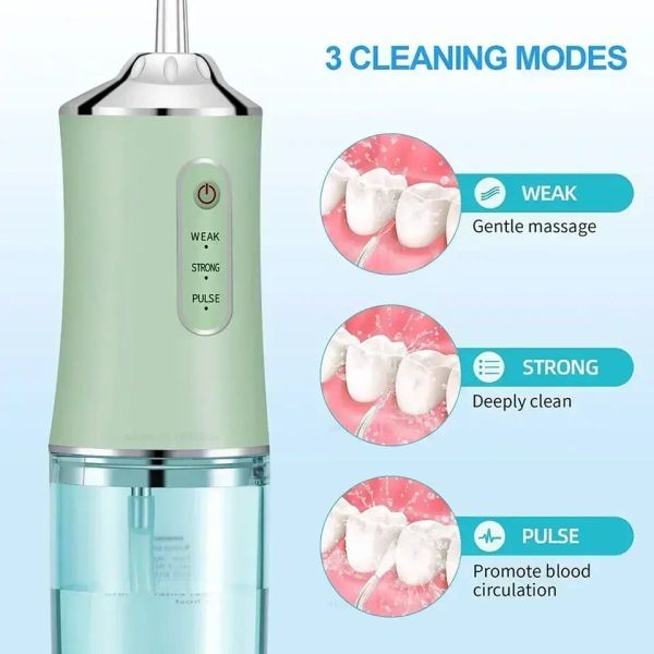 Irrigador irrigador oral portátil hilo dental dental hilo dental usb recargable jet jet hilo dental la elección 4 punta de chorro 220 ml 3 modos limpiador de dientes