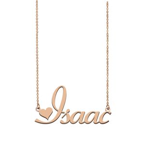 Isaac nom colliers pendentif personnalisé personnalisé pour femmes filles enfants meilleurs amis mères cadeaux 18 carats plaqué or bijoux en acier inoxydable