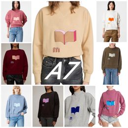 Isabel Marant 23AW Womenswear Designer Sweatshirt Flocage Shadow Contraste Imprimé Col Triangulaire Pull Sportshirt pour Femmes Pull À Manches Longues