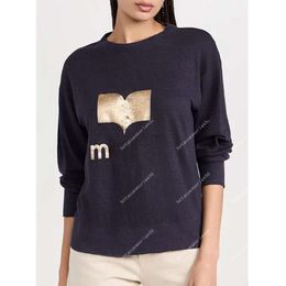 Isabel Marant Designer Sweatshirts Freizeit Letter Hot Gold Baumwollhemd Damen Langarm-T-Shirt