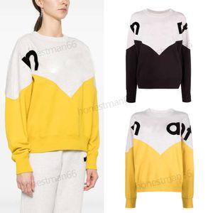 Isabel Marant Pull 24SS Color Block Lettre Jaune Lâche Pull Sweat Nouvelle Mode Nouvelles Femmes Designer Coton Sportshirt À Manches Longues Sweats À Capuche