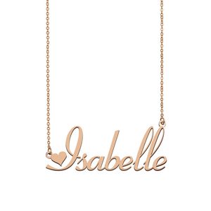 Isabelle nom colliers pendentif personnalisé personnalisé pour femmes filles enfants meilleurs amis mères cadeaux 18 carats plaqué or bijoux en acier inoxydable